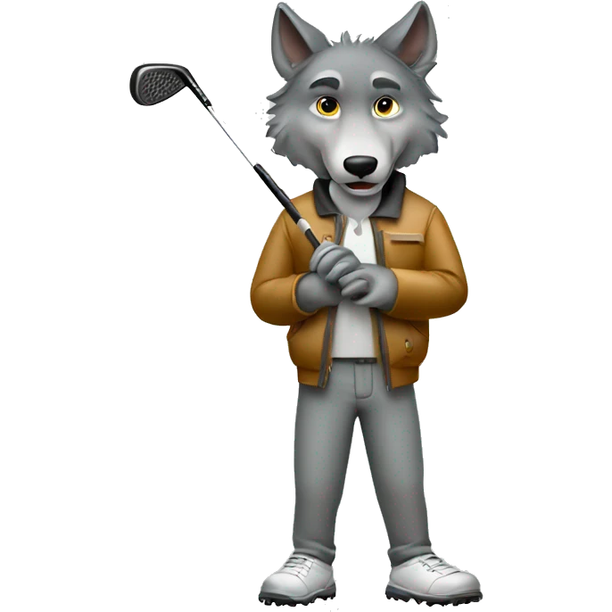wolf holding a golf club emoji