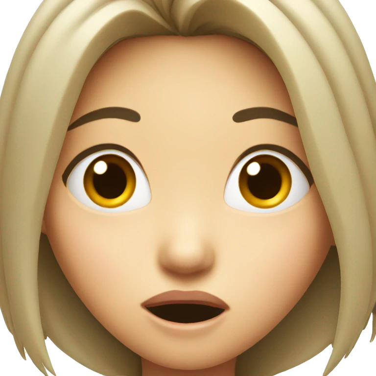 Asian girl with a shocked face emoji