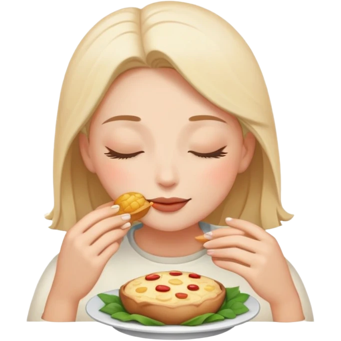 person with closed eyes and blissful expression enjoying delicious food emoji