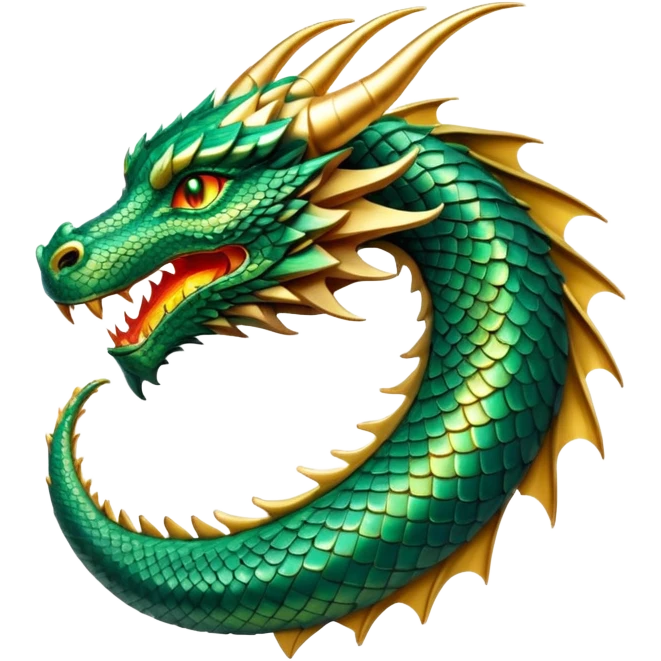 cinematic-noble-dragon-portrait-emoji,-poised-and-majestic,-with-a-sinuous,-elongated-body-covered-in-intricately-detailed,-shimmering-scales-in-hues-of-emerald-and-gold,-and-piercing,-fiery-eyes-that-reflect-ancient-wisdom; emoji
