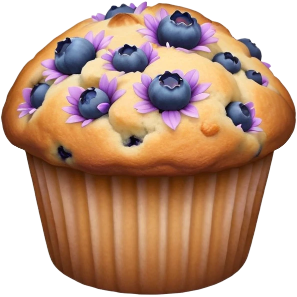 Blueberry muffin with lavender flower on it emoji