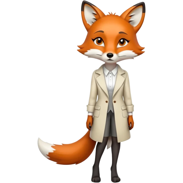 sad anthropomorphised female fox in stylish outfit, no sunglasses, very sad and crying, looking to the left, full-body view emoji