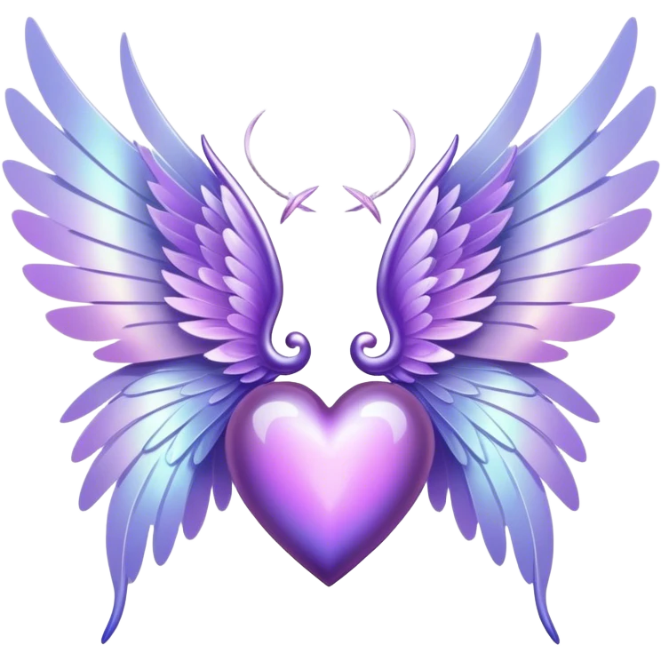 Purple Heart with big elegant white fairy wings emoji