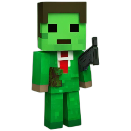 Man minecraft Green suit with gun and red background emoji