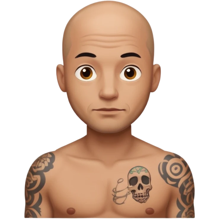 Un hombre con tatuajes pelón  emoji