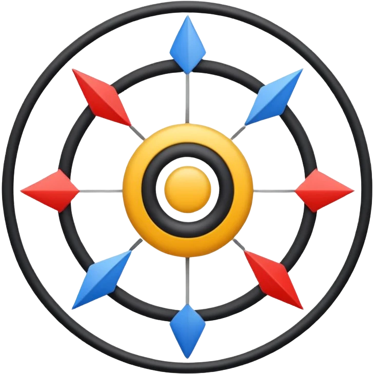 “Didactic emoji illustrating centripetal movement from the center outward, with a central dot and arrows expanding in all directions, clean flat design, bold lines, simple colors, educational style, transparent background.” emoji