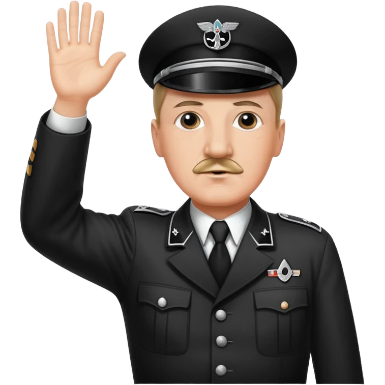 Hitler raising one hand straight out like a Sieg Hail salute in Black SS uniform. The arm must be straight out emoji