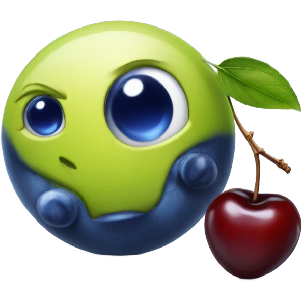 a realistic blueberry next to a realistic cherry  emoji