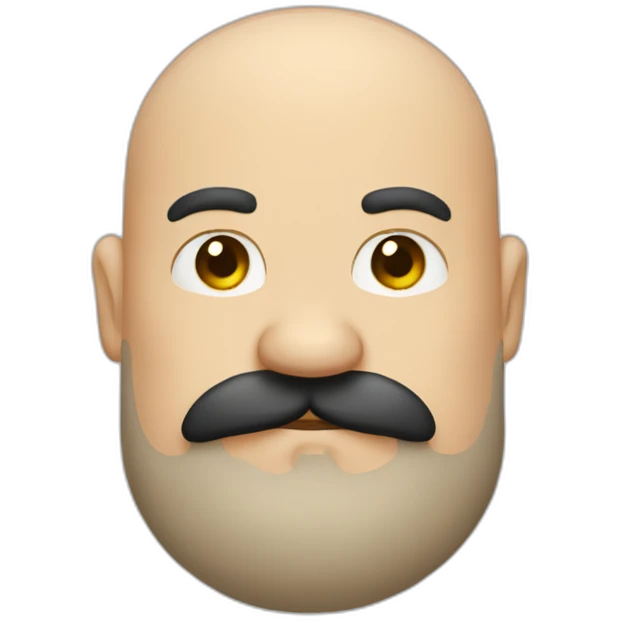 one fat bald man with moustache, long black beard emoji