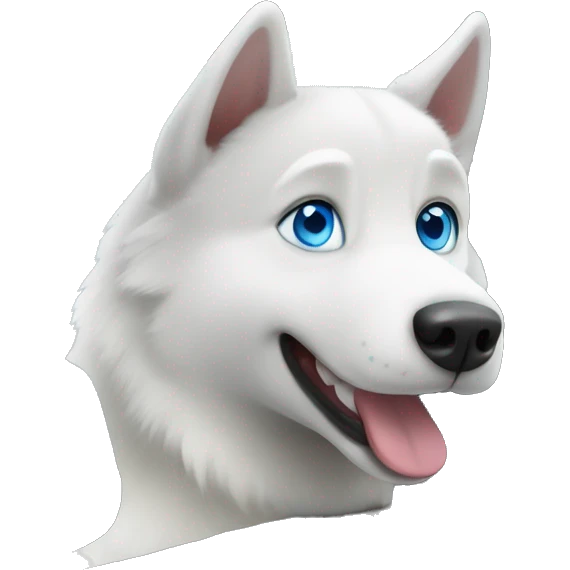 Happy white husky blue eyes head out the car window emoji
