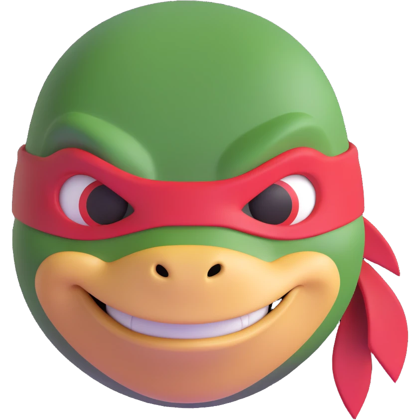 the face of the red ninja turtle in the movie Mutant Mayhem emoji