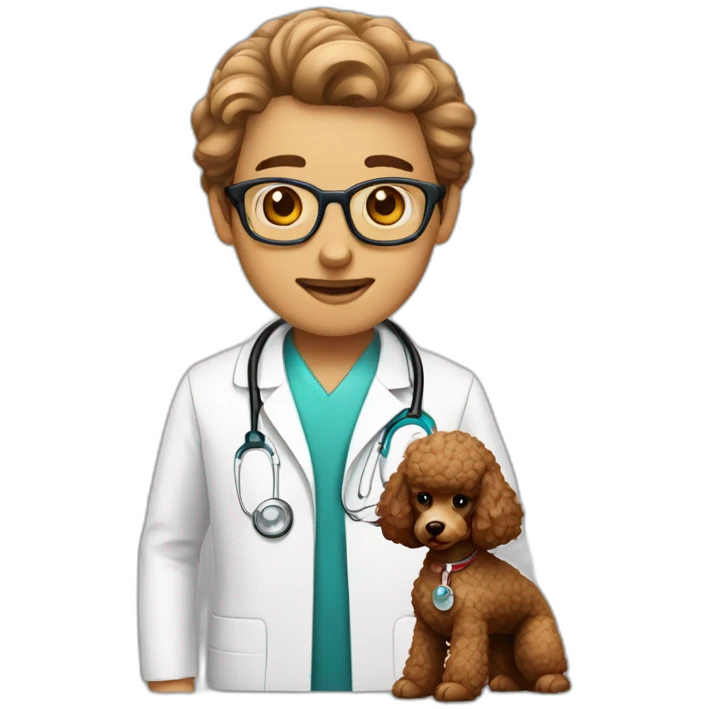 Neurologist and brown poodle emoji