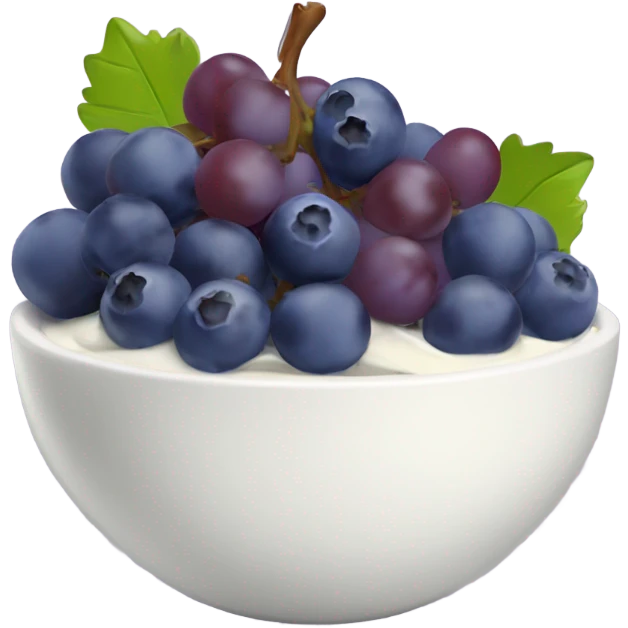yoghurt bowl with grapes and blueberries emoji