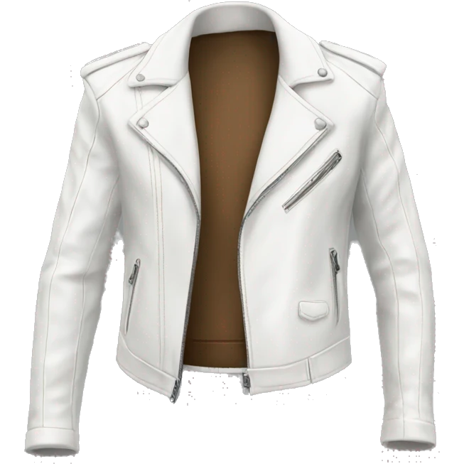 Realistic side view of a white fashion leather jacket. emoji