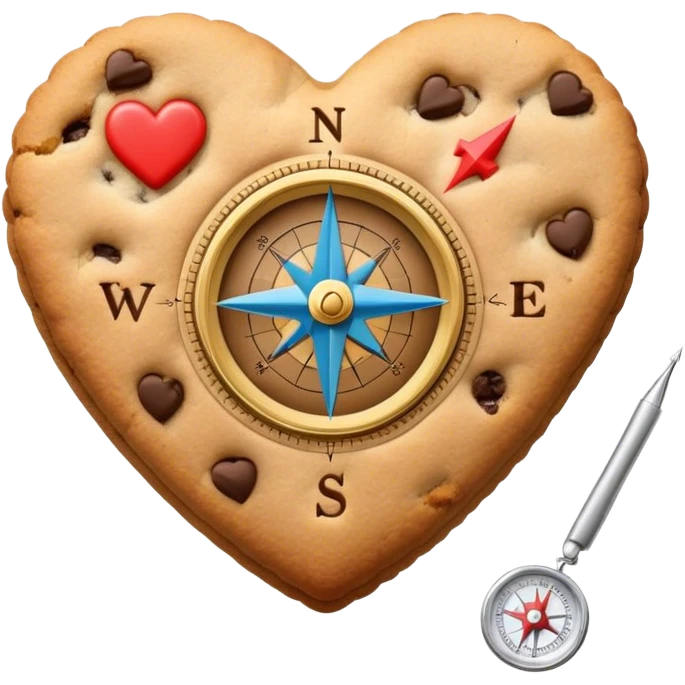 cookie heart with compass emoji