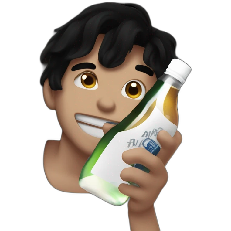 smiling boy holding alcohol bottle emoji | AI Emoji Generator