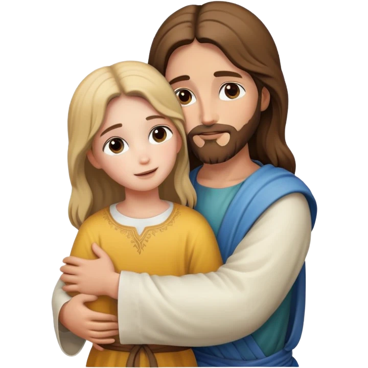 Jesus hugs a girl emoji