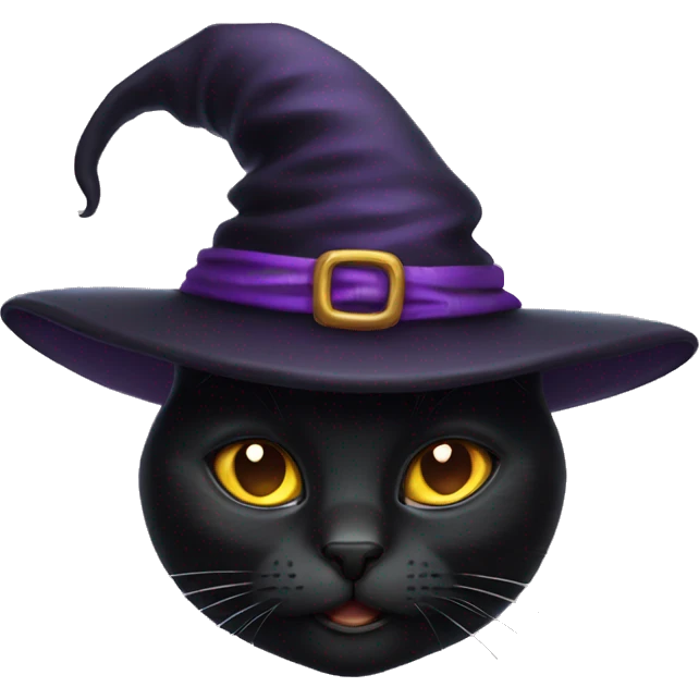 Black cat wearing witch hat emoji