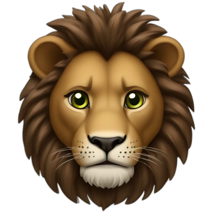 Lion crinière noire fourrure marron yeux verts   emoji