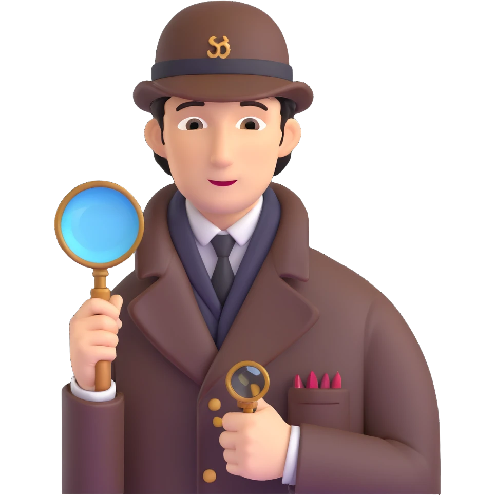 Sherlock Holmes with deerstalker hat and magnifying glass emoji