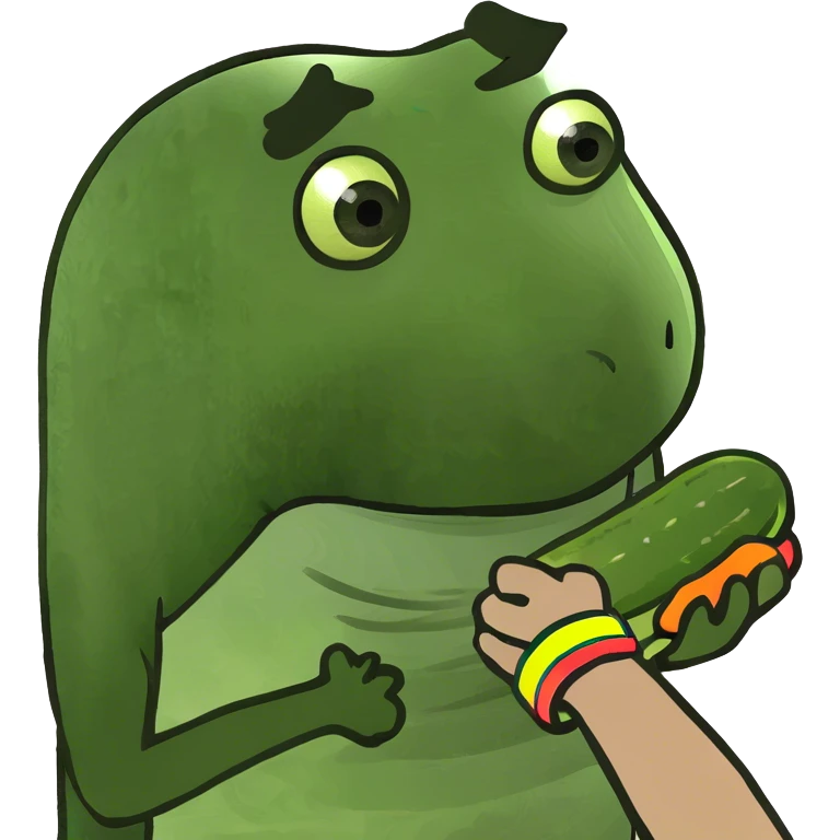 Hand holding pickle emoji