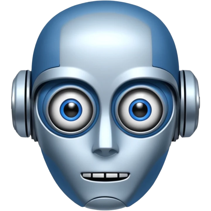 tête de robot cosmonaute bleu et blanc avec des yeux arondis bleu style cartoon emoji