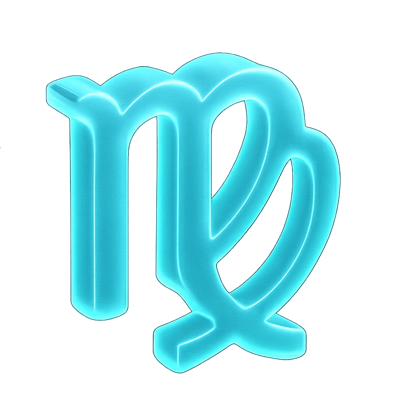 "A minimalistic glowing zodiac symbol ♍, centered on a dark cosmic background, symbol color #00d9ff, clean design, modern and luminous" emoji