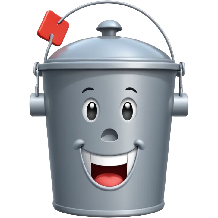 Chum Bucket restaurant from SpongeBob, gray bucket-shaped building with a sign emoji
