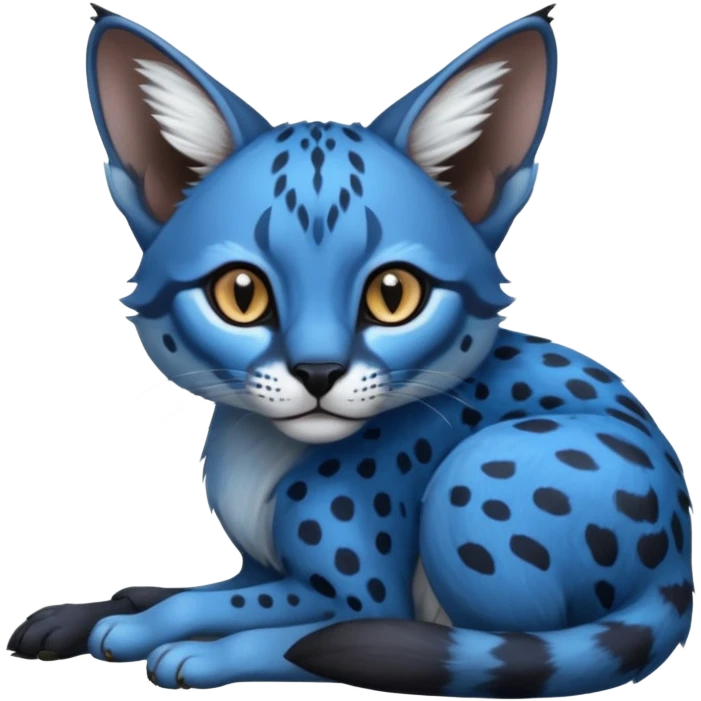Realistic wild real life dark neon-blue caracal-serval-civet-genet-hybrid-animal-Fakémon-fursona photo IRL outside (full body) emoji