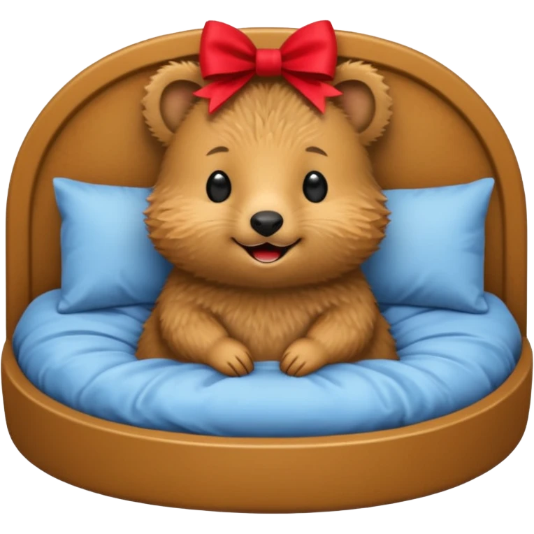 Quokka in a bed with a bow emoji