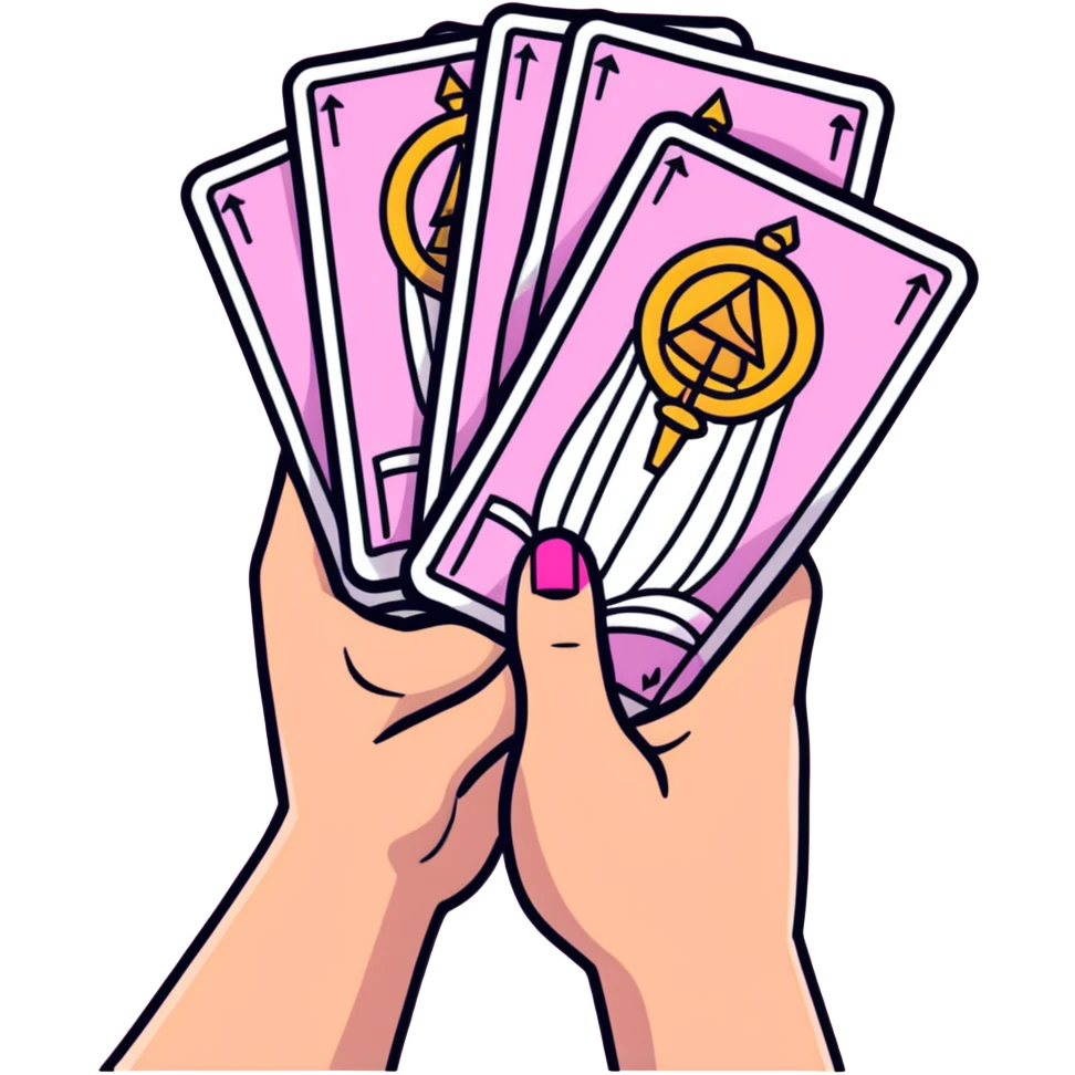 a hand of pink tarot cards emoji