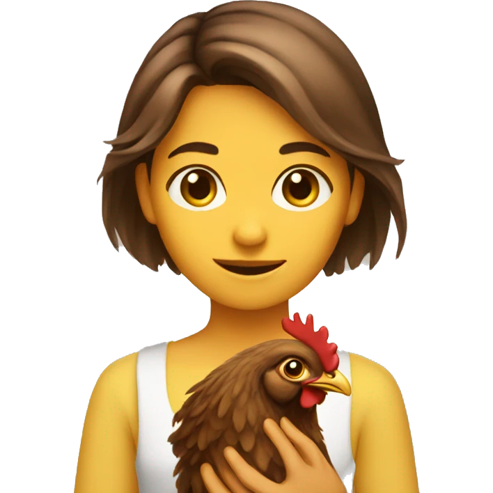 Brown hair girl with chicken  emoji