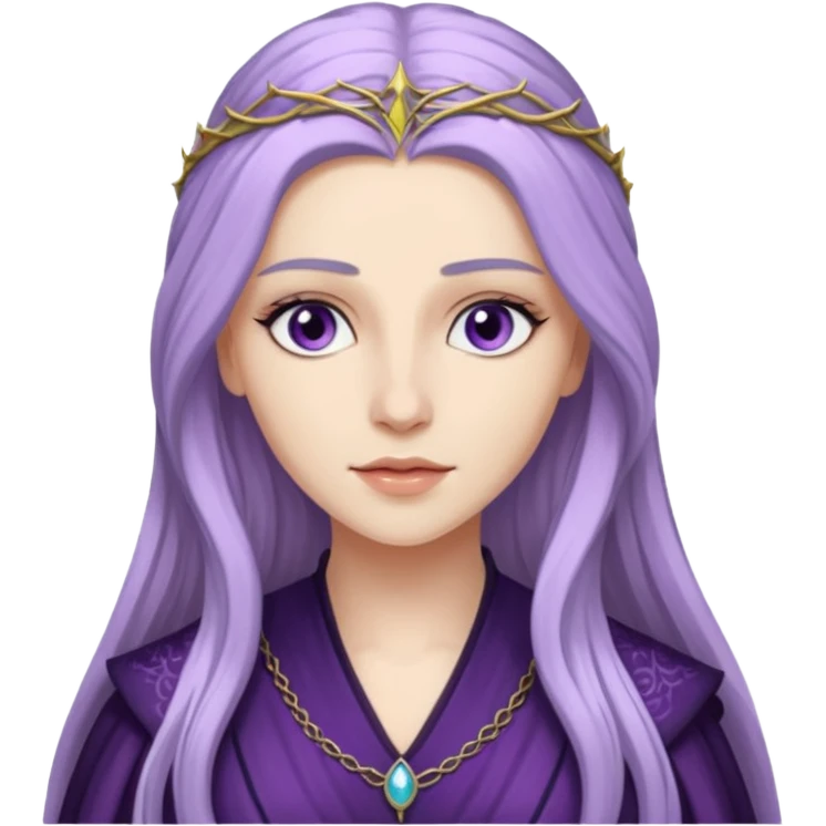 Hande Erçel as a lady from game of thrones from Starfall. Her eyes are lilac. emoji