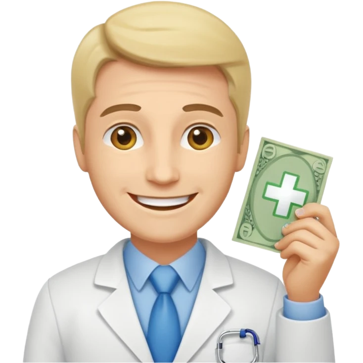 Happy CEO investing money to a hospital emoji