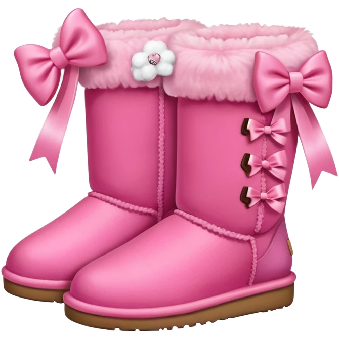 Pink cute ugg with bow emoji