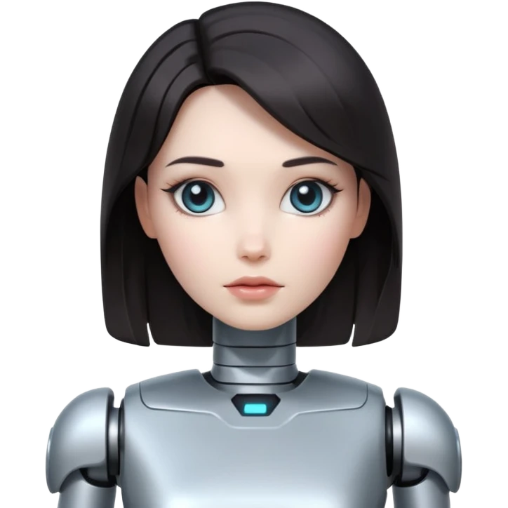female robot with dark hair emoji