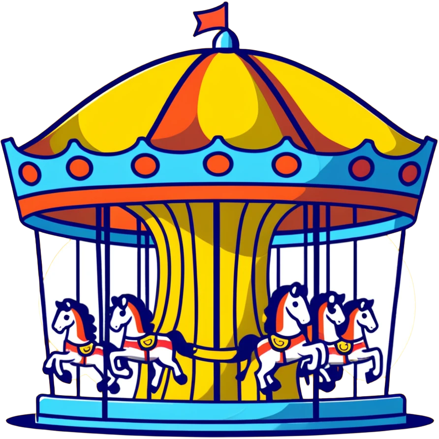 pastel pink and blue carousel at an amusement park emoji