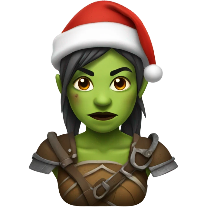 orc female warrior with santa hat emoji