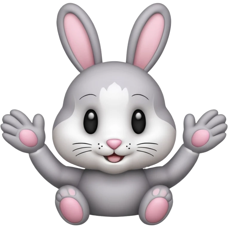 Emoji pour twitch d'une peluche lapin squelette noir faisant signe de la patte avec le texte:"Hi !" emoji
