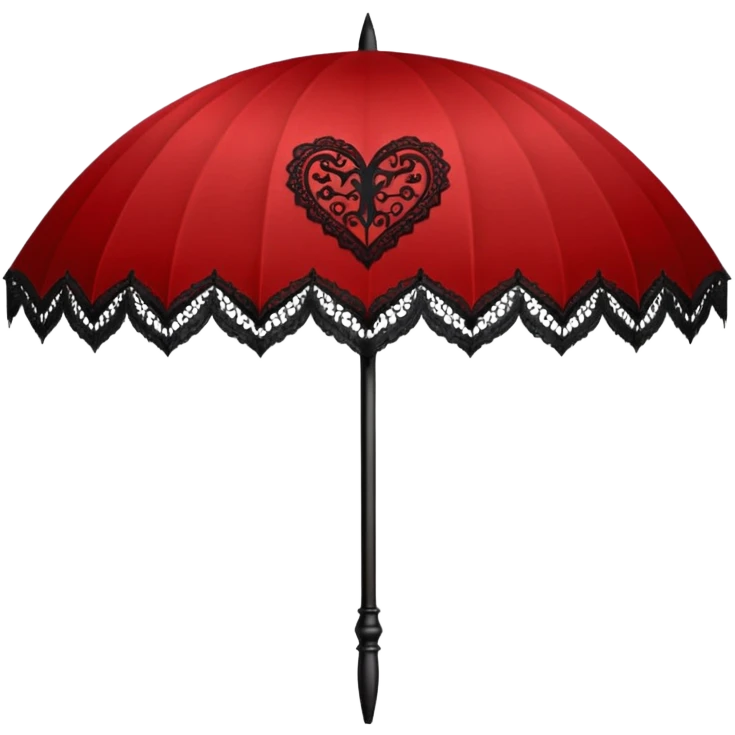 heart with gothic black lace parasol emoji