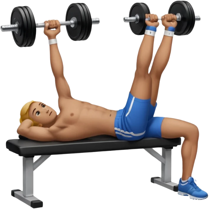 Dumbbell pressure level movement on bench liying down emoji