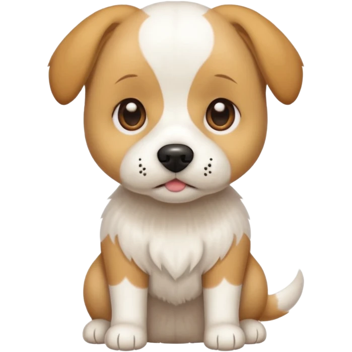 a full body white beagle x maltese x chi dog the size of a kelpie with light brown ears and a light brown patch on one eye emoji