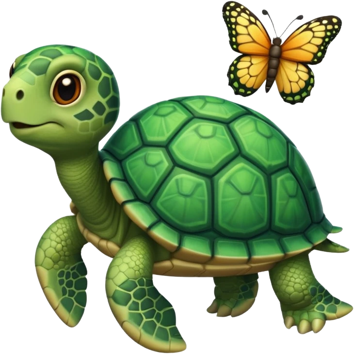 Cute turtle with butterfly  emoji