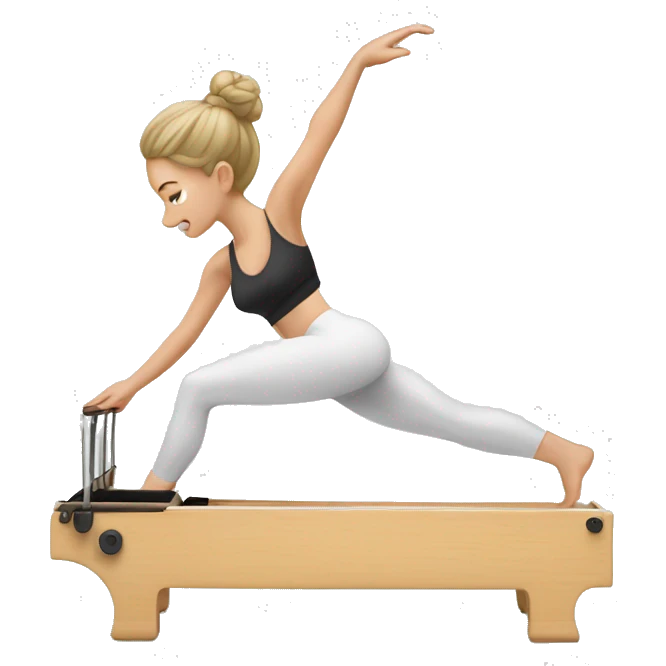 white girl doing reformer Pilates emoji