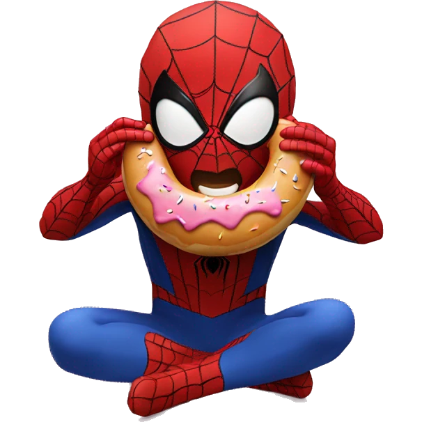 Spider-Man eating a donut emoji