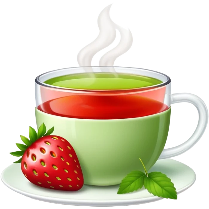 strawberry and a cup of green tea together emoji