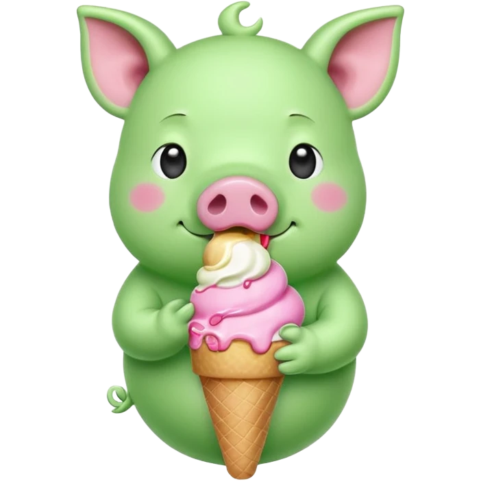 green pig with ice cream emoji