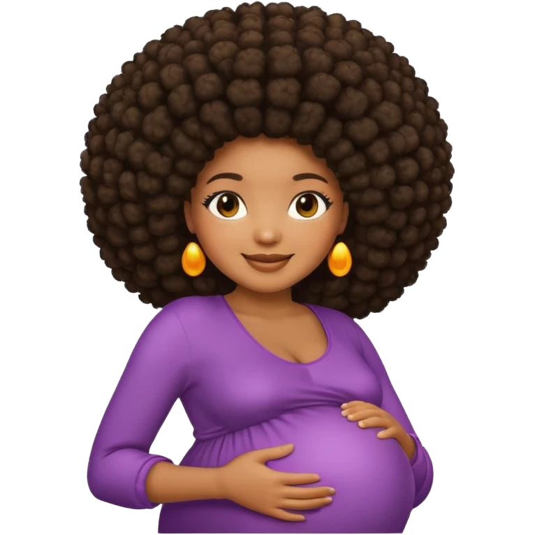 pregnant black woman with afro emoji