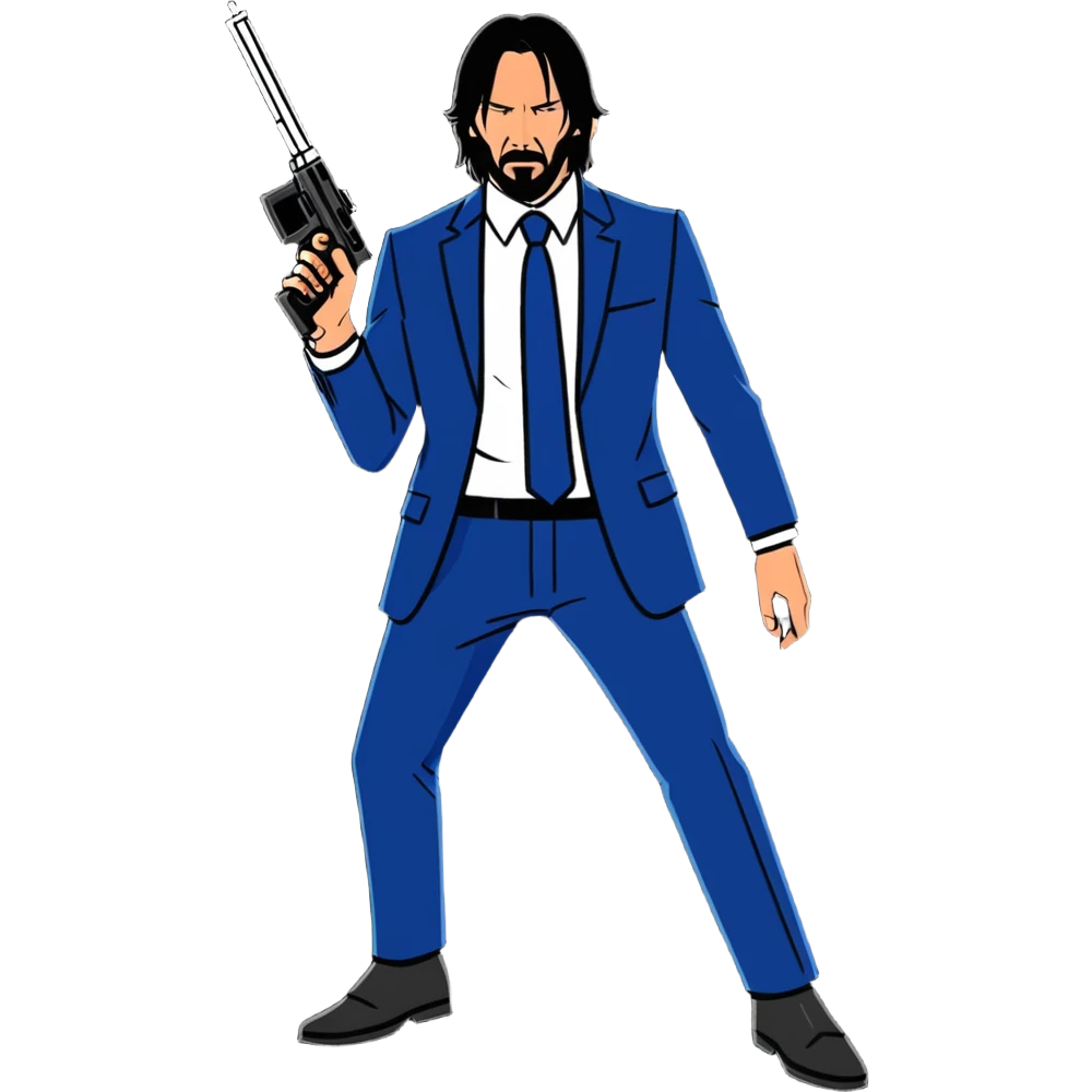 John Wick in action pose with weapons emoji