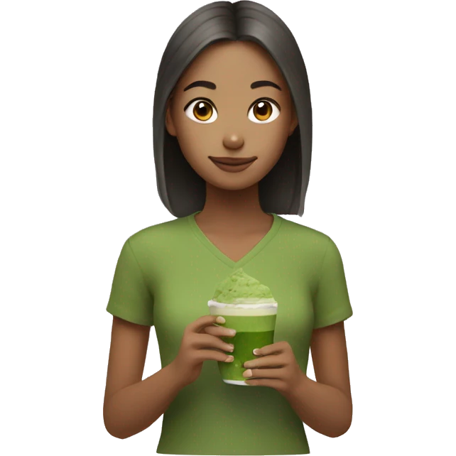 Girl with matcha emoji
